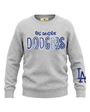 Soft As A Grape Girls Youth Los Angeles Dodgers Nantucket Sequin Fleece Crewneck Sweatshirt - Gray