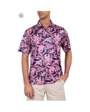 Con.struct Regular Fit Tropical Floral Print Recycled Performance Golf Polo - Red