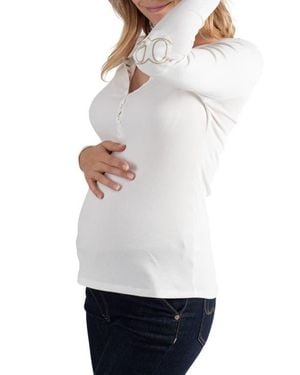 Cache Coeur Tunisian Long Sleeve Pregnancy And Nursing Top - White