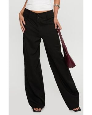 Princess Polly Alaina Low Rise Wide Leg Pants - Black