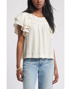 Treasure & Bond Double Ruffle Sleeve Top - White