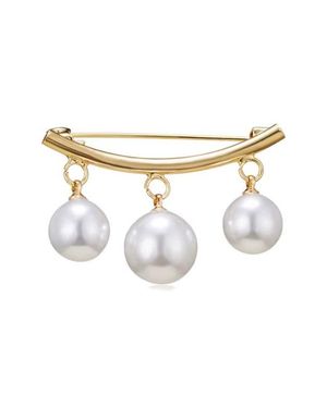 MacRae & Co Hanging Faux Pearl Brooch - White