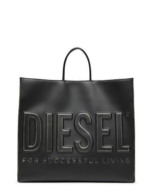 DIESEL Dsl 3D Logo Faux Leather Tote - Black