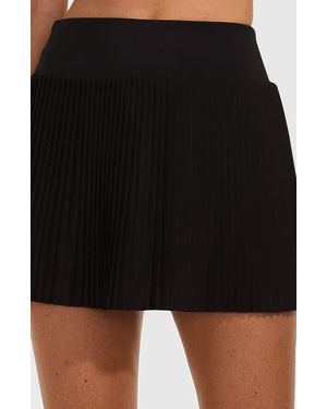 Lands' End High Waisted Pleated Woven Swim Skort - Black
