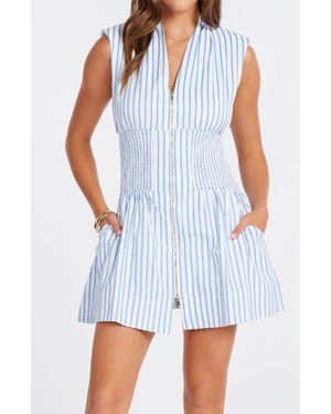Bishop + Young Serene Zip Front Mini Dress - Blue