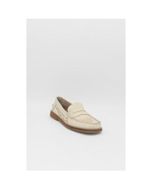 Stivali New York Baldanza Leather Western Embroidery Penny Loafers - White