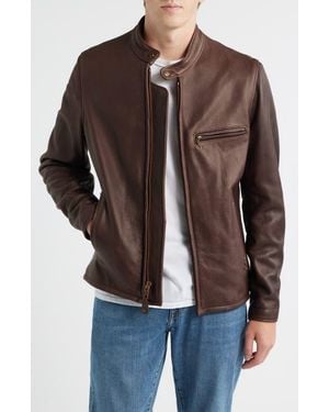 Schott Nyc Café Racer Oil Tanned Leather Moto Jacket - Brown