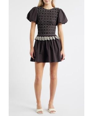 lace trim black mini dress Olyra Lace Trim Mini Dress Black | White | Black | White | Womens