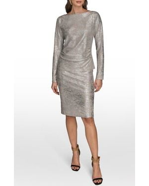 Donna Karan Ruched Side Foil Top - Gray