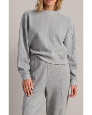 Rhone Signature Crewneck Cotton Blend Rib Sweatshirt - Gray