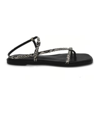 Amie Rafa Maxy Asymmetric T-Strap Sandal - Black