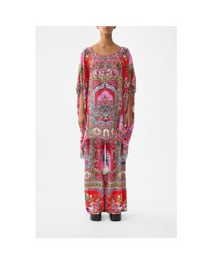 CAMILLA Short Round Neck Kaftan - Red