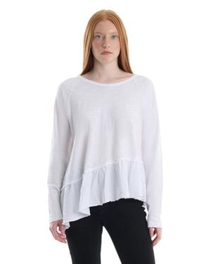 Wilt Raglan Long Sleeve Asymmetric Peplum Hem Tee - White