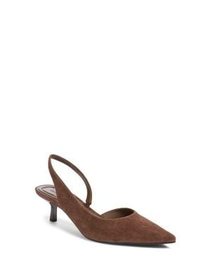 Open Edit Corina Slingback Half D'Orsay Pointed Toe Kitten Heel Pump - Brown