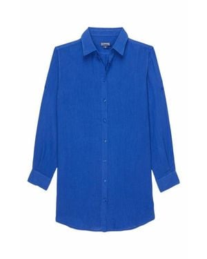 Vilebrequin Solid Linen Shirt Dress - Blue