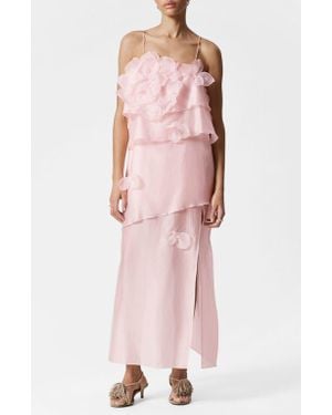 & Other Stories Floral Appliqué Tiered Dress - Pink