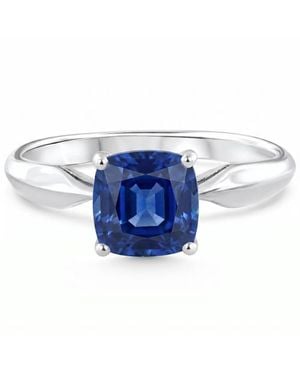 Bliss Diamond Certified 2Ct Cushion Sapphire Solitaire Engagemet Ring 14K Lab Grown - Blue