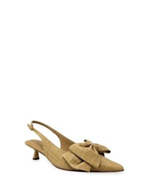 Shu Shop Nora Bow Kitten Heel Slingback Pump - Metallic