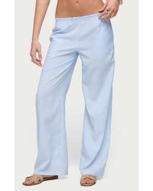 Edikted Cersei Stripe Low Rise Straight Leg Pants - Blue