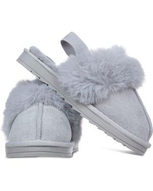 Memoi Little Kids' Fluffy Slide Slingback Slippers - Blue
