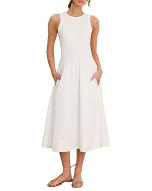 NIC+ZOE Sofia Diamond Eyelet Midi Dress - White