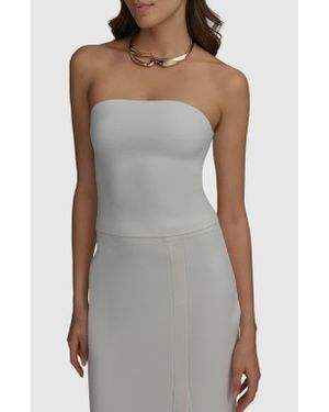 Donna Karan Knit Bandeau Top - Gray