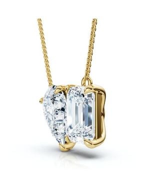 Bliss Diamond 2Ct Toi Et Moi Pear And Emerald Diamond Pendant 14K 18 Necklace Lab Grown - Blue