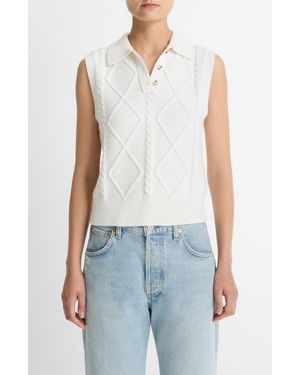Vince Cable-Knit Sweater Vest - Blue