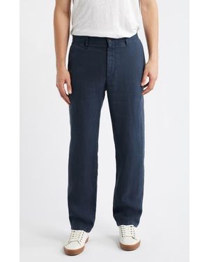 Rag & Bone Evan Back Elastic Waist Linen Dress Pants - Blue