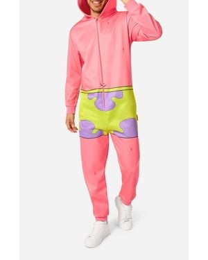 Opposuits Spongebob Squarepants Patrick Hooded Fleece Costume Jumpsuit - Red