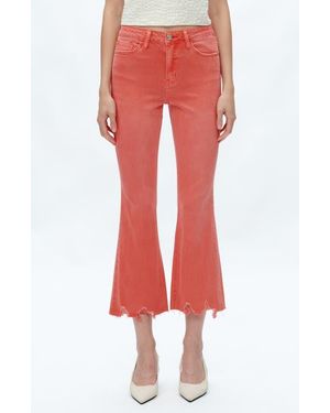 Bayeas Fray Hem Crop Flare Jeans - Red