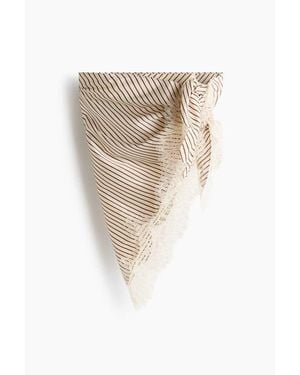 H&M Lace-Trimmed Triangle Scarf - Natural