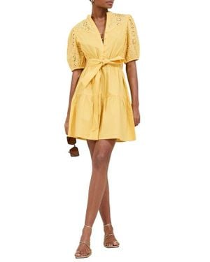 Lipsy Broderie Belted Minidress - Yellow