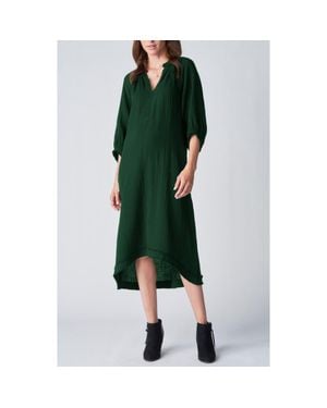 ocean + main Gauze Dress With Pockets - Green