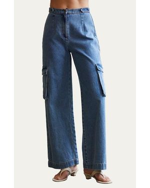 Crescent Denim Cargo Pants - Blue