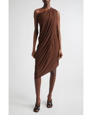 Michael Kors Draped Matte Jersey One-Shoulder Dress - Brown