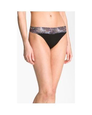 Hanky Panky Print Lace Regular Rise Thong - Pink