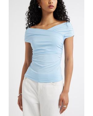 Open Edit Crossover Off The Shoulder Top - Blue