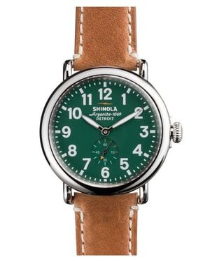 Shinola 'The Runwell' Leather Strap Watch, 41Mm - Green