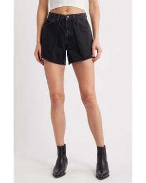 TOPSHOP Denim Pleat Short - Black