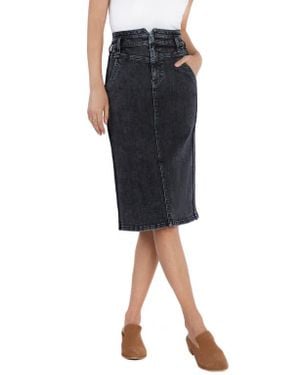 Wash Lab Denim Victorious High Waist Denim Pencil Skirt - Black