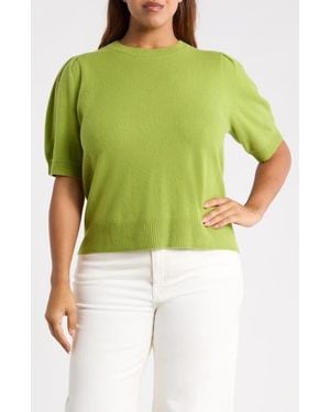 Caslon Puff Sleeve Wool & Cashmere Sweater - Green