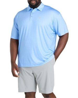 Callaway Apparel Big & Tall Geometric Heather Print Patterned Polo Shirt - Blue
