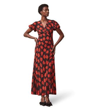 Ro&zo Printed V-Neck Dress - Red