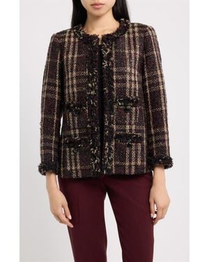 Anne Klein Metallic Tweed Jacket - Black