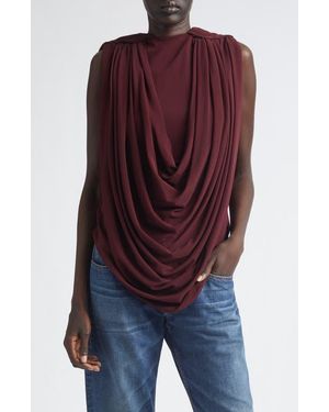 Brandon Maxwell Astor Draped Jersey Top - Blue