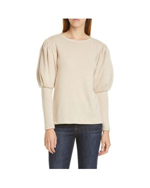 Johanna Ortiz Puff Sleeve Cashmere Sweater - Natural
