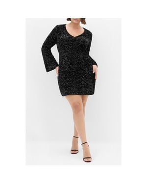 City Chic Paislee Sequin Long Sleeve Dress - Black