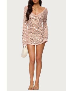 edikted blue sequin dress Blue Sequin Lace-Up Short Homecoming Dress with Slit MD091007 – Dressmeet main image 0