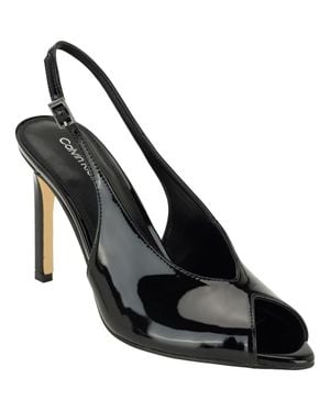 Calvin Klein Dorris Faux Leather Peep Toe Pump - Black